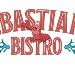 Sebastian´s Bistro: Logo mit Schriftzug und Krabbe Sebastian