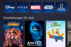 Deutsche Oberfläche von Disney+ am Smartphone