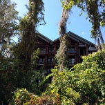 Ein Gebäude der Disney's Wilderness Lodge, davor Bäume