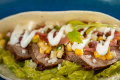 Chimichurri Marinated Skirt Steak Taco with Crushed Avocado