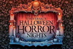 Grafik mit Totenschädel für Universals Halloween Horror Nights