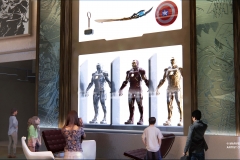 Marvel Ausstellungsstücke der Iron Man Anzüge in der Lobby des Hotel New York