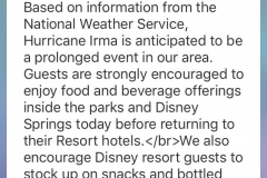 My Disney Experience warnt ebenfalls vor Hurricane Irma