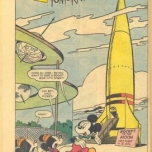 Comiczeichnung Tomorrowland mit Mickey Mouse