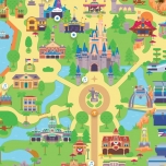 Bunter Parkplan wird in der App Play Disney Parks angezeigt