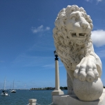 Löwenstatute aus weißem Marmor an der Bridge of Lions in St. Augustine