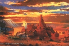 Big Thunder Mountain und Rivers of the Far West im DLP auf einer Konzeptzeichnung von Tom Gilleon