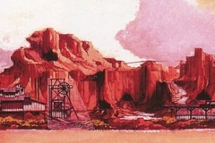 Konzeptzeichnung der Fassade von Thunder Mesa, an das Monument Valley angelehnt