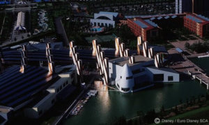 Luftaufnahme des Festival Disney, ungefähr aus Richtung des heutigen Disney Village Dome