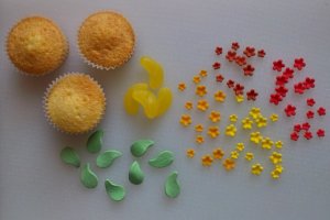 Muffins und die Deko für die späteren Cupcakes