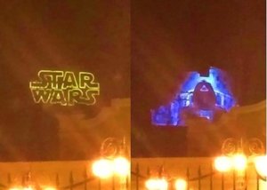 Star Wars Projektion auf dem Tower of Terror im Disneyland