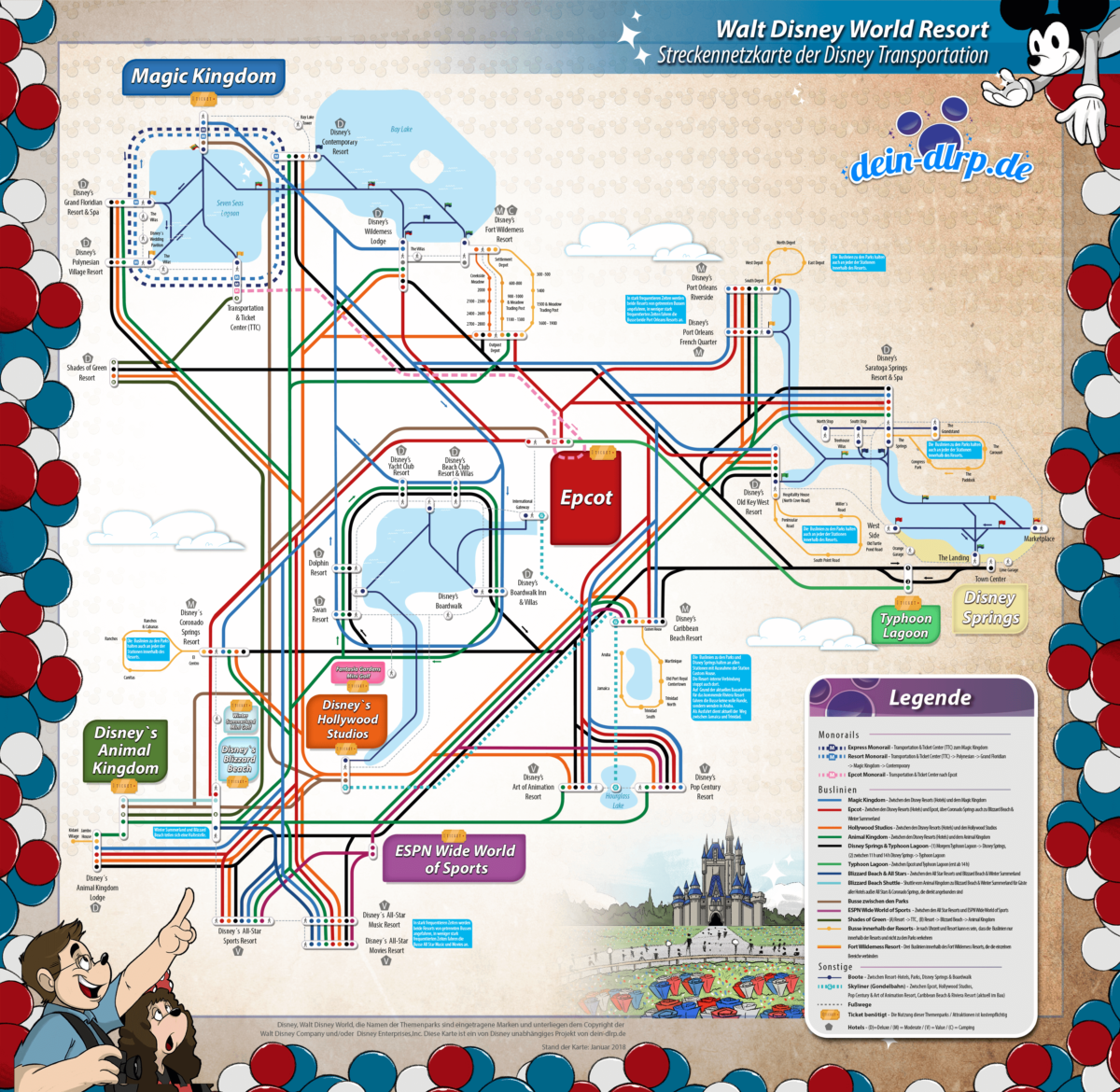 Karte des kompletten Transportsystems 