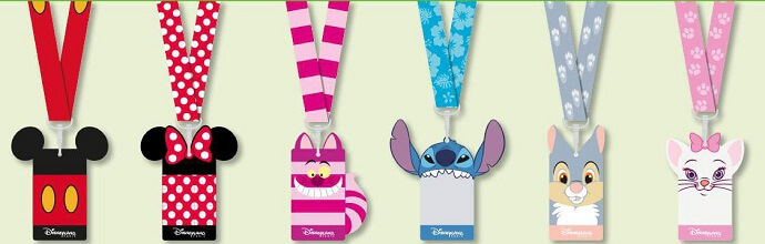 sechs Pin-Lanyards im farbenfrohen Design nebeneinander abgebildet