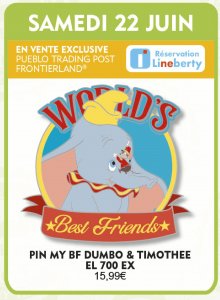 ein Disney-Pin mit Dumbo und Timotheus