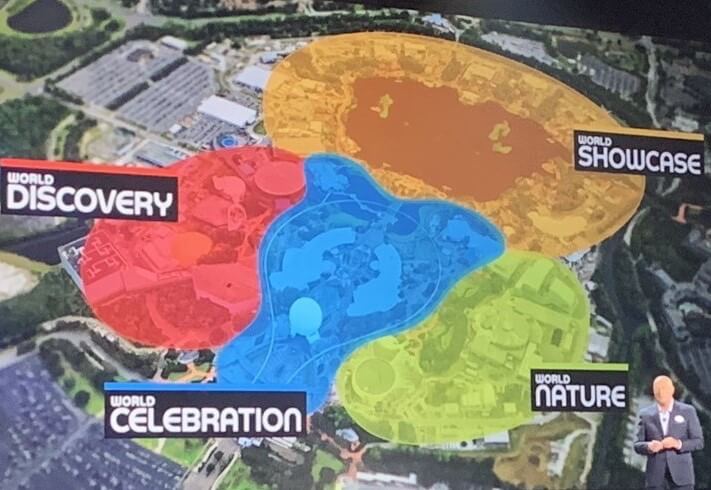 Plan von Epcot, auf dem die neuen Bereiche eingezeichnet sind