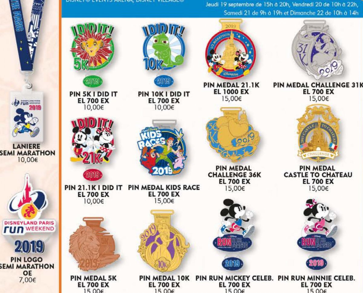 Verschiedene Pins anlässlich des RunDisney Events 2019