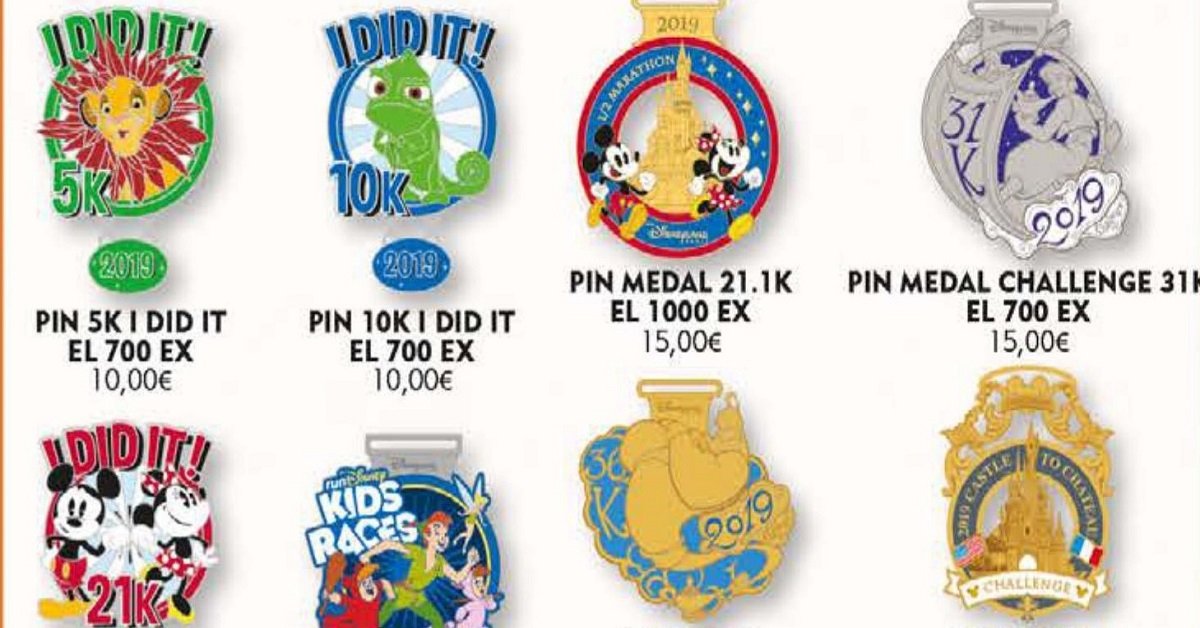 Plakat mit einer Übersicht über verschiedene Pins zum runDisney Event