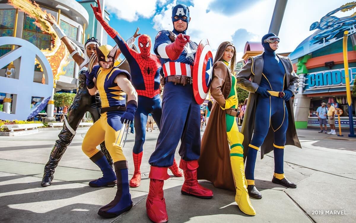 Spider-Man, Captain America und andere Marvel Helden in Universals Super Hero Island