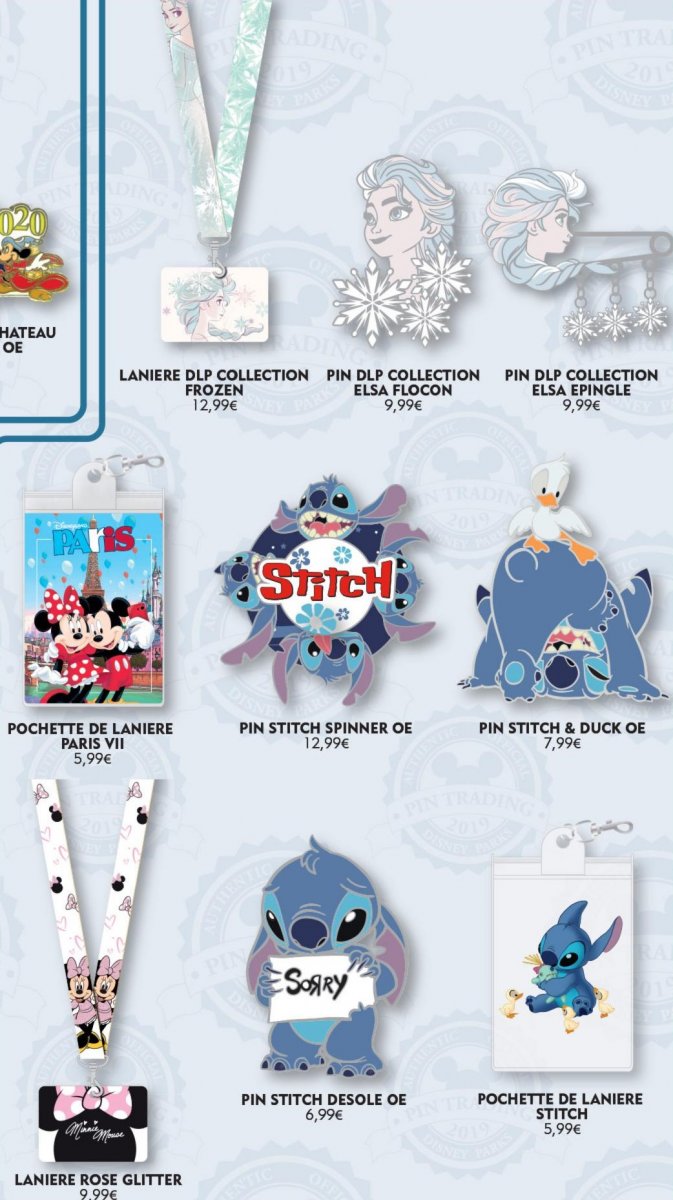 Pins, Lanyards und Lanyardtäschchen zu "Die Eiskönigin", Stitch, Mickey und Minnie Maus