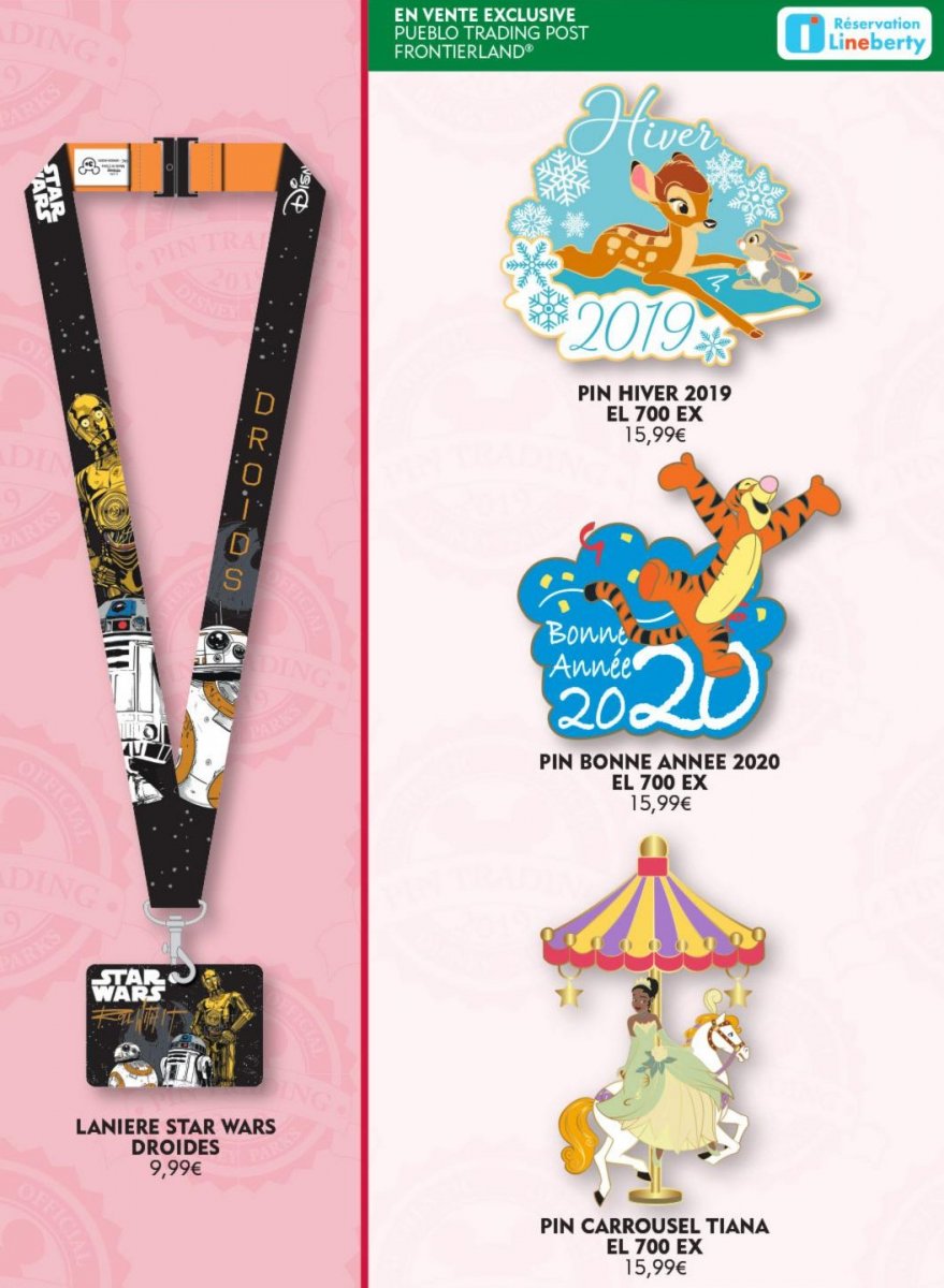 ein Star Wars-Lanyard und drei unterschiedliche Disneypins