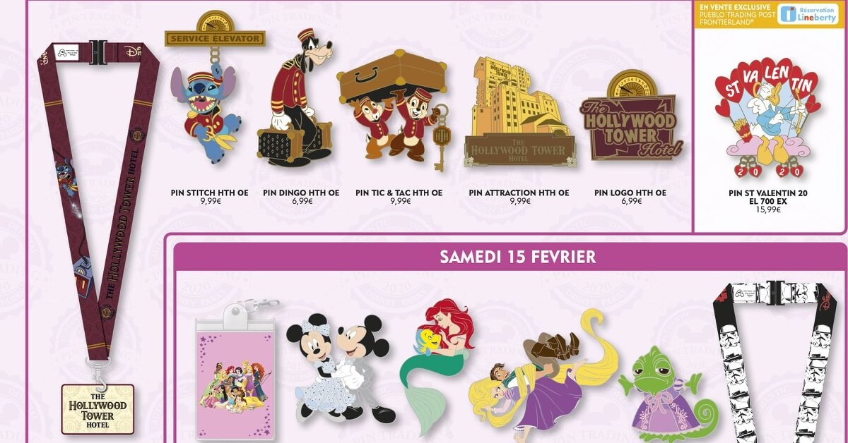 Ein Überblick über einige der Pin-Neuerscheinungen im Februar 2020 im Disneyland Paris