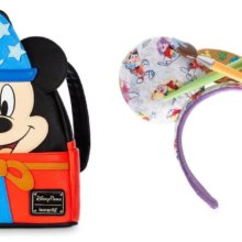 Rucksack mit Mickey Mouse als Zauberlehrling und Ohren-Haarreif mit Pinseln aus der Ink& Paint Collection