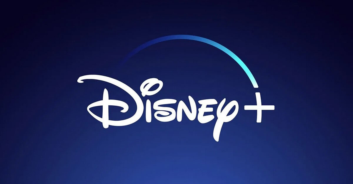 Disney+ Logo in weißer Farbe auf blauem Hintergrund