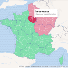 Farbliche Einteilung der Zonen in Frankreich