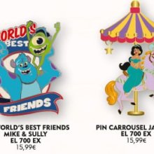 Zwei limitierte Pins zu Mike und Sully aus "Die Monster AG" und Prinzessin Jasmin aus "Aladdin"