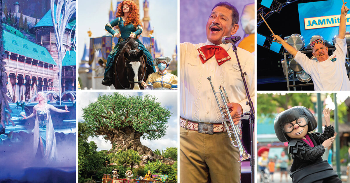 Live-Unterhaltung in Walt Disney World mit Musik und Darstellern.