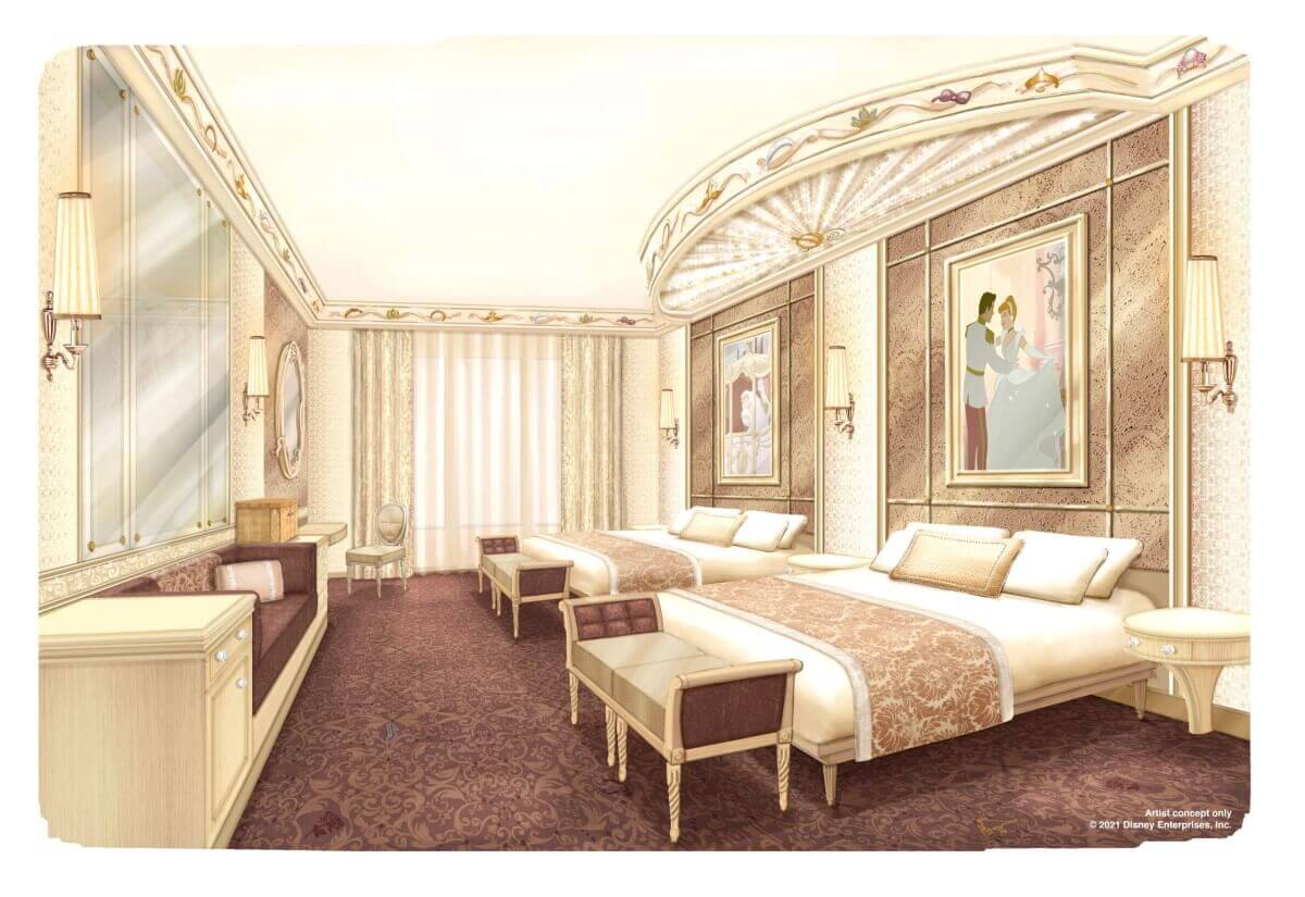 Concept Art für die neuen Zimmer des Disneyland Hotels im Prinzessinnen Design