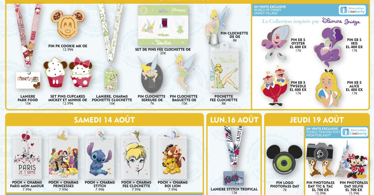 Mehrere neue Pins aus dem Disneyland Paris im August 2021