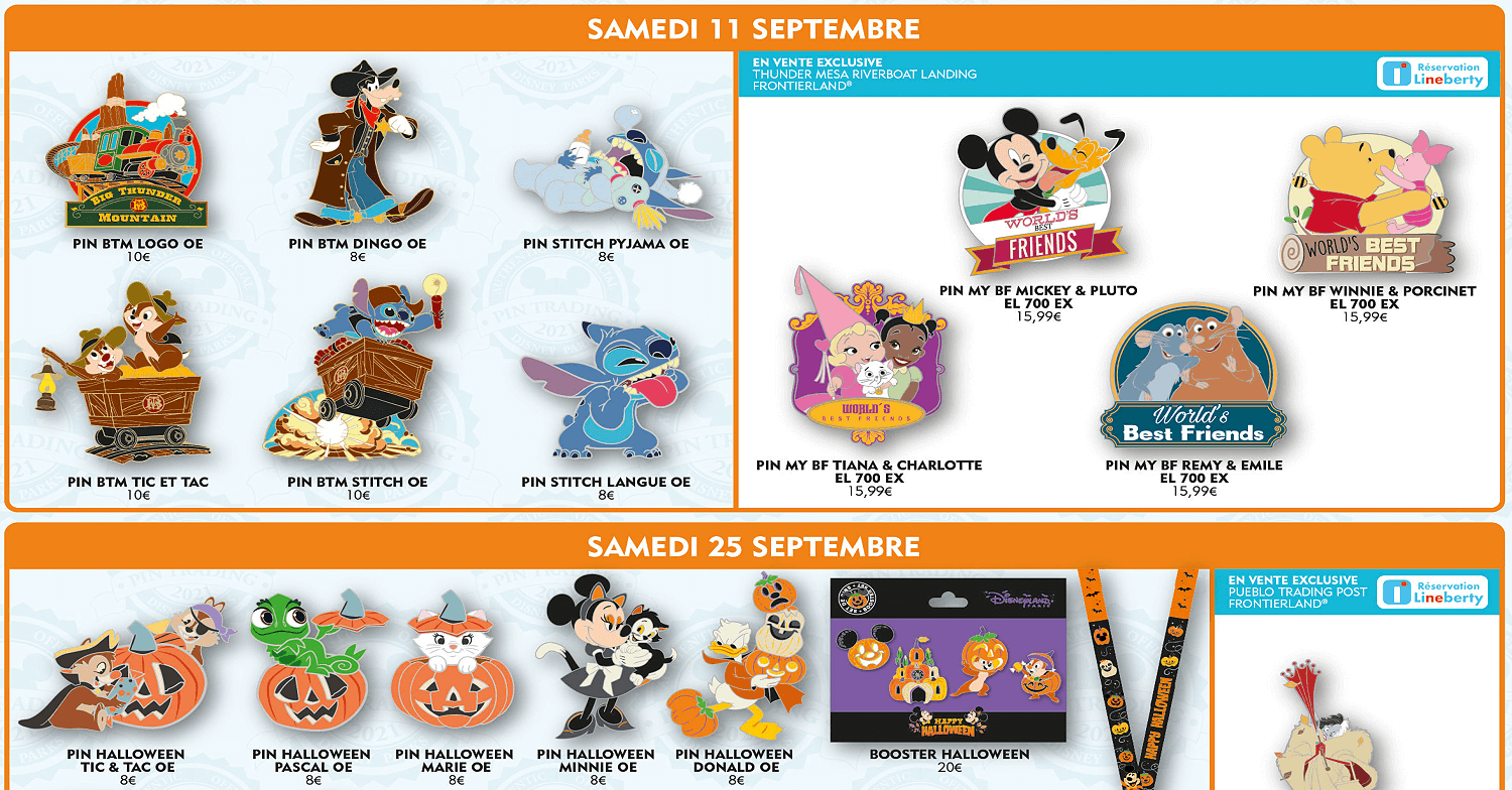 Die Pin-Neuerscheinungen im September 2021 in Disneyland Paris