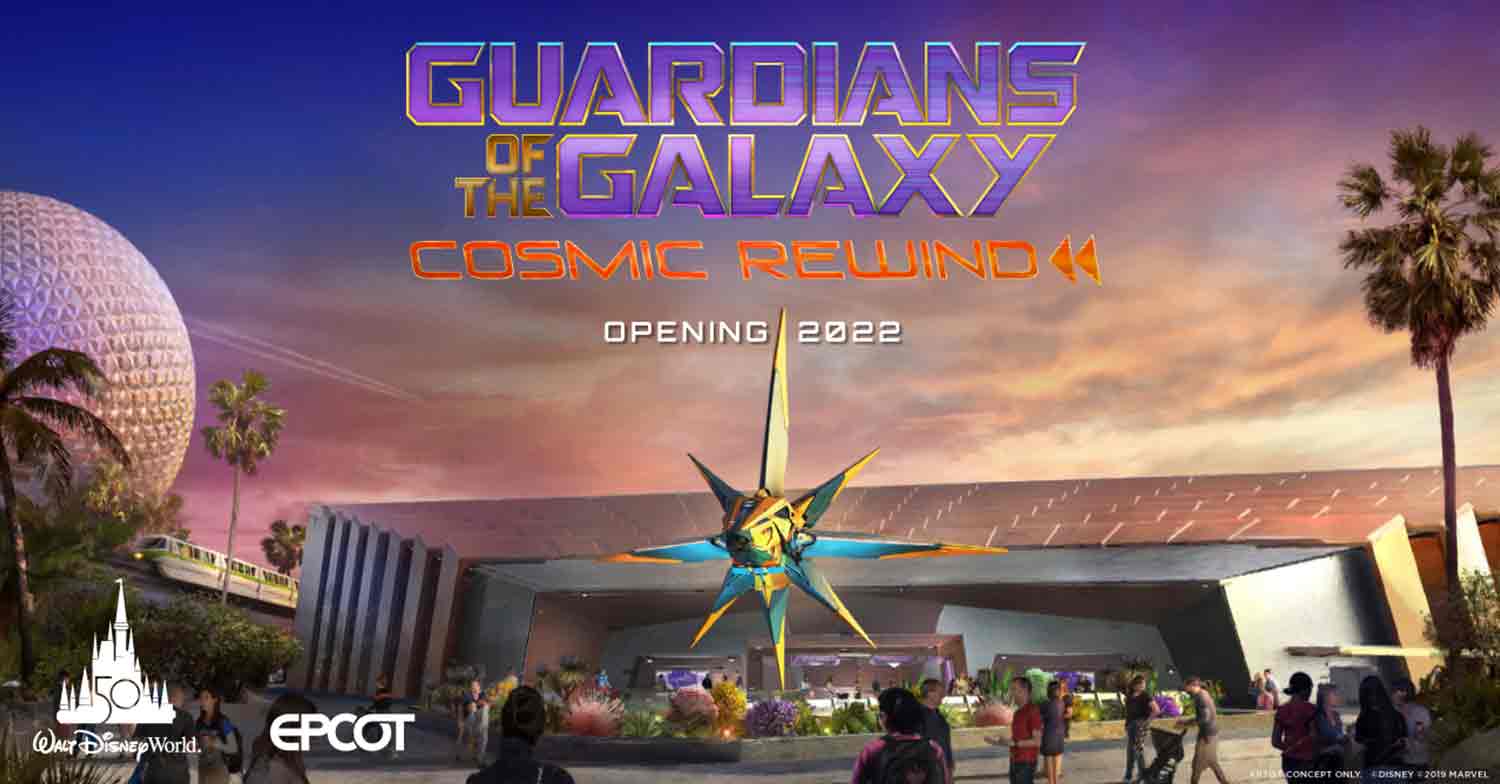 Guardians of the Galaxy: Cosmic Rewind Außenansicht im Wonders of Xandar Pavillon