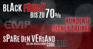 Werbegrafik in Rot und Schwarz für den Black Friday bei EMP