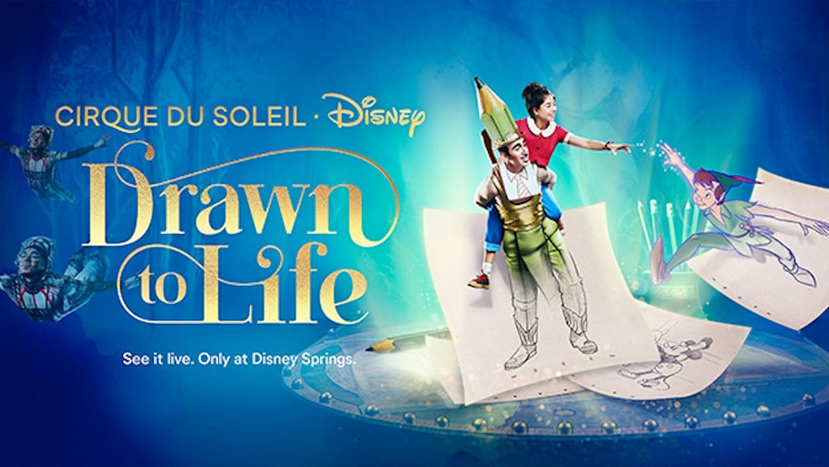 Plakat für die neue Cirque du Soleil Show "Drawn to Life" in Disney Springs