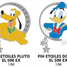 Zwei Pins mit Motiven von Pluto und Donald Duck