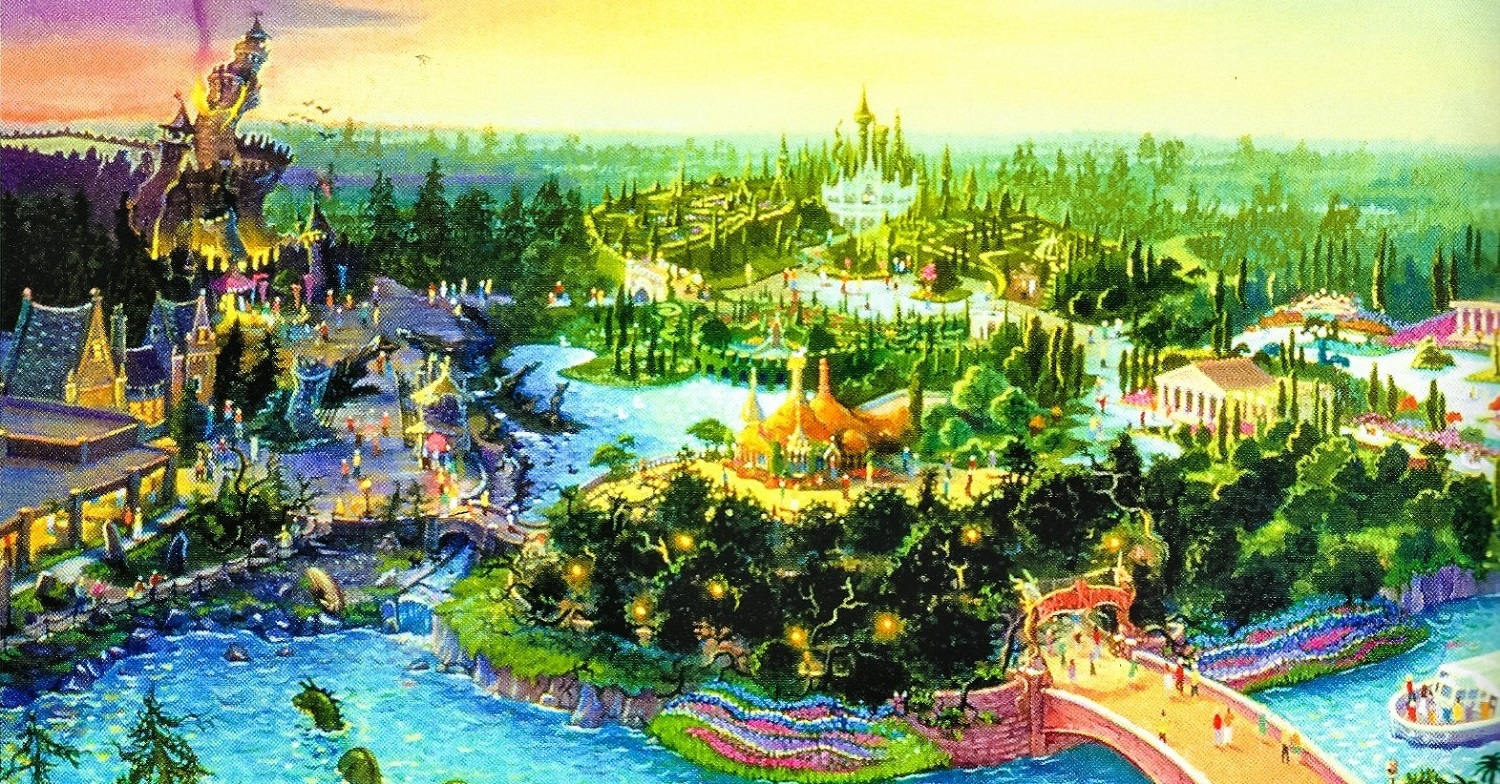 Bunte Konzeptzeichnung zum nie entstandenen Disney Park Beastly Kingdom