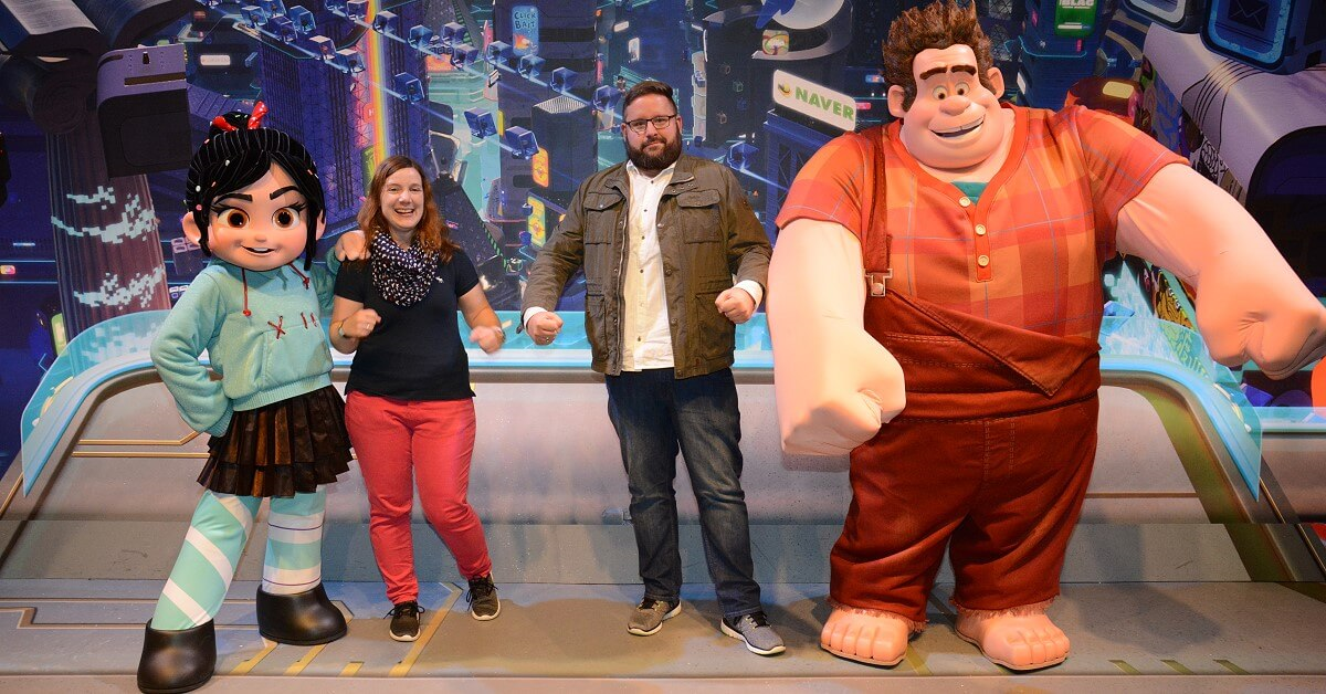 Torsten und Dörthe beim Meet & Greet mit Ralph und Vanellope aus Ralph Reichts