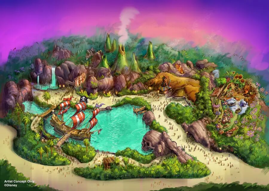 Tokyo DisneySea Peter Pans Neverland Concept Art - Vogelperspektive