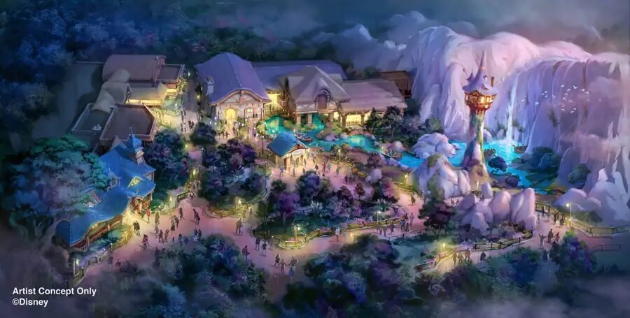 Tokyo DisneySea Rapunzels Forest bei Nacht Concept Art