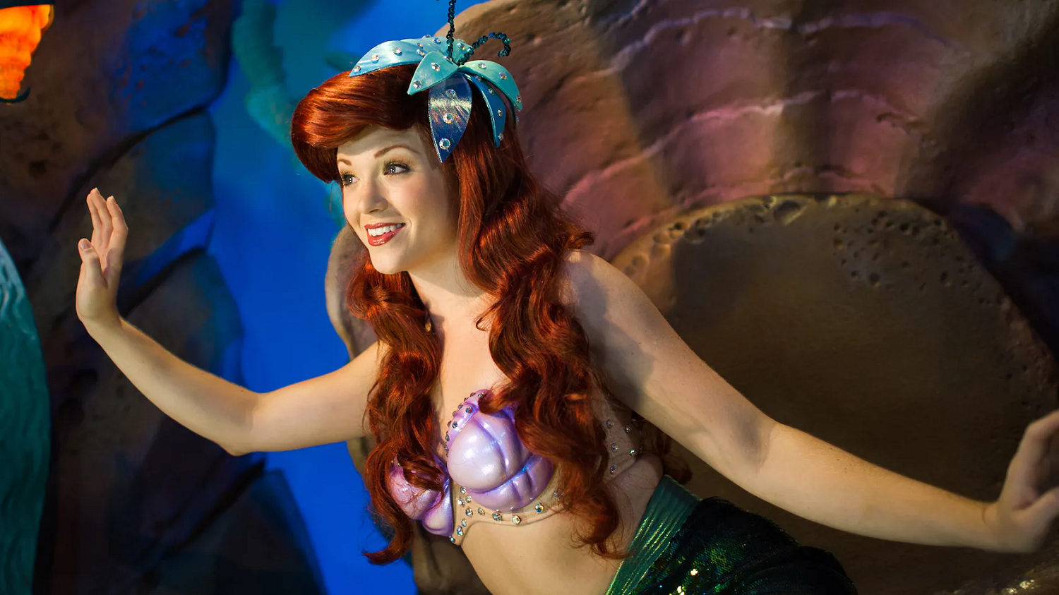 Arielle in ihrer Grotte beim Meet and Greet im Magic Kingdom