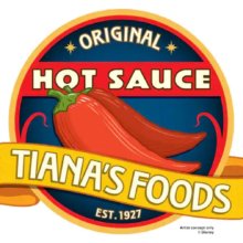 Tianas Foods Hot Sauce Schild