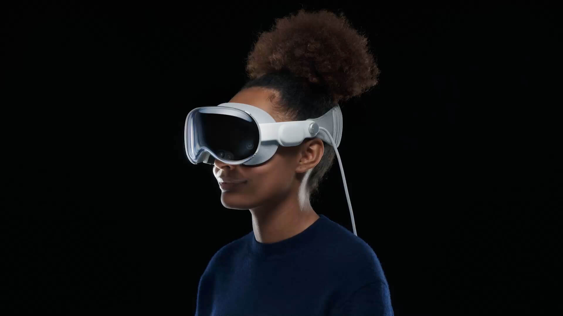 Werbegrafik für die Virtual Reality Brille Vision Pro von Apple