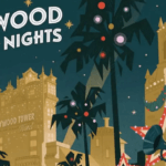 Werbegrafik mit dem Schriftzug Disneys Jollywood Nights und einer Abbildung des Tower of Terror