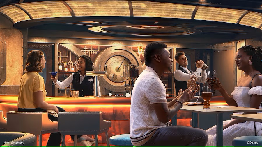 Concept Art der Periscope Club Bar auf der Disney Treasure