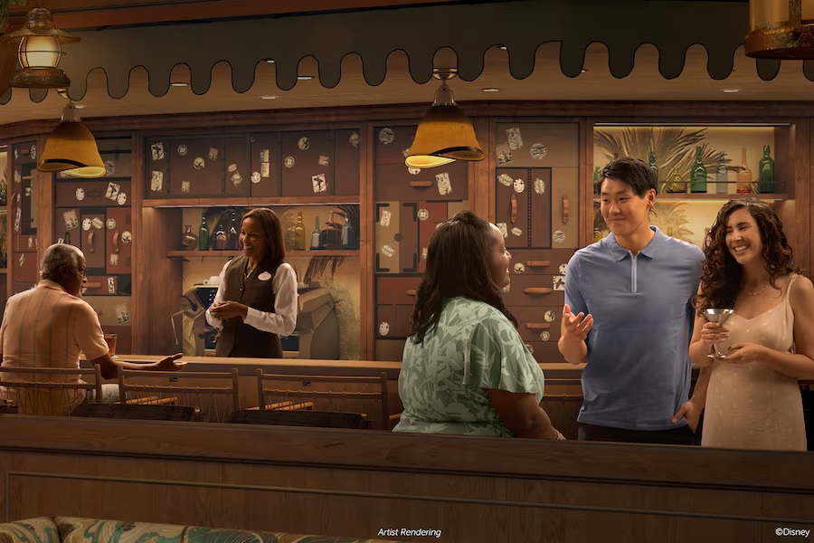 Concept Art der Skipper Society Bar auf der Disney Treasure