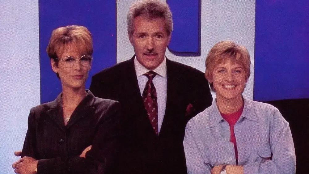 Foto von Jamie Lee Curtis, Alex Trebek und Ellen de Generes