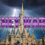 Über dem Cinderella Castle im Magic Kingdom tobt ein Gewitter, bei dem Blitze zucken. Über dem Bild steht in großen Lettern: Disney War 2.5