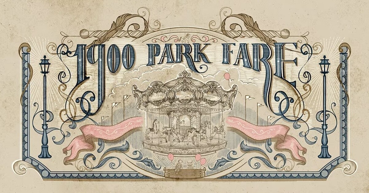 Werbegrafik für das elegante 1900 Park Fare Restaurant